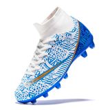 Chuteiras De Futebol Favdeol Kids High Top Training Azul E Branco