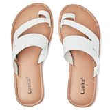 Sandálias Femininas Luoika, Planas, Largas, Brancas, Tamanho 8,5xw, Verão