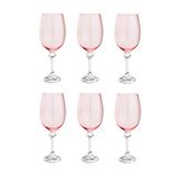 Conjunto 6 Taças De Cristal Para Vinho 450ml Elisa Rose Quartz Bohemia