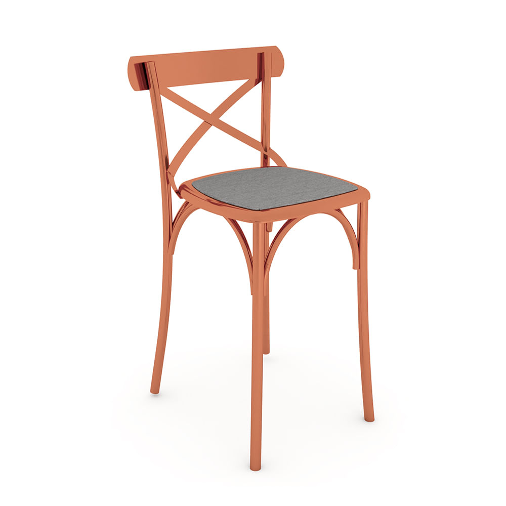 Banqueta Com Encosto Katrina Em Aço Cobre