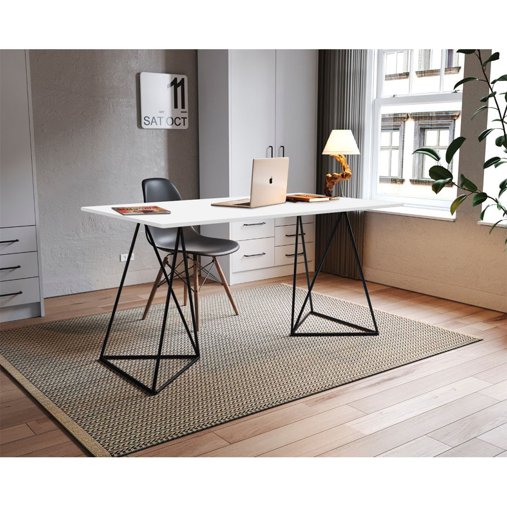 Escrivaninha Mesa Bela Vista Preto E Tampo Branco