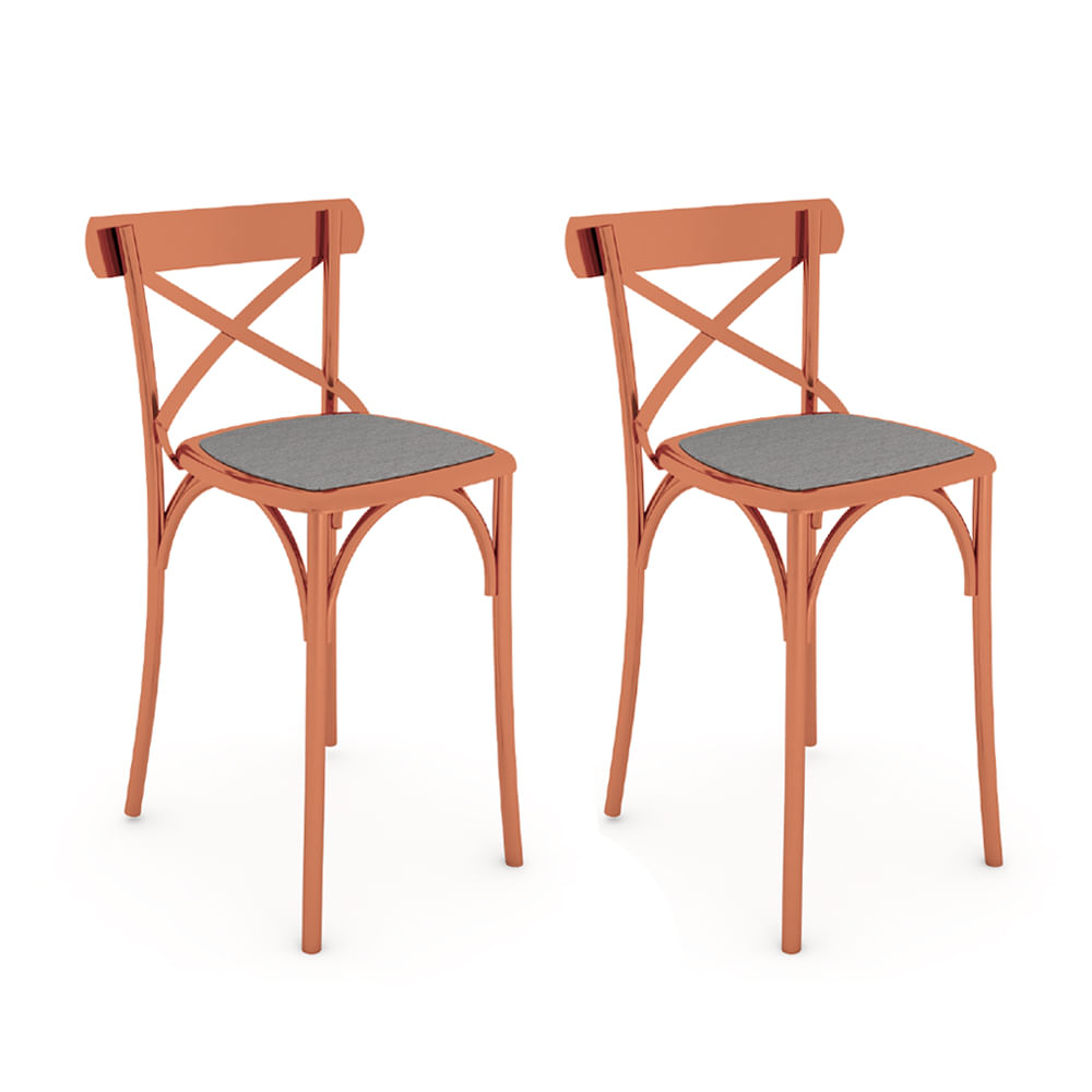 Kit 2 Banquetas Katrina Em Aço Cobre