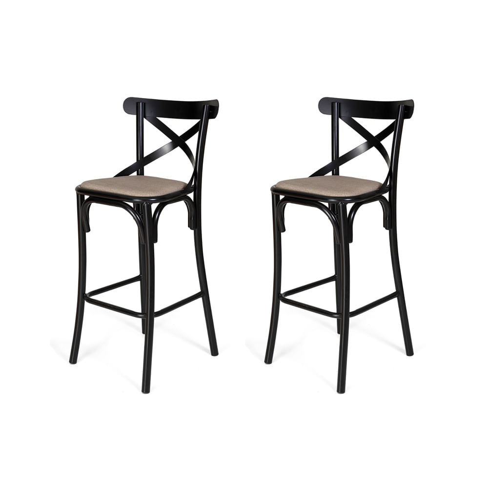 Kit 2 Banquetas Katrina Em Aco Preto