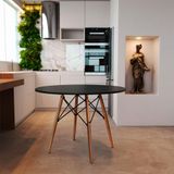Mesa Eames Eiffel Tampo De Madeira 90 Cm Preto