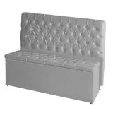 Kit De Quarto Cabeceira De Cama Box E Calçadeira Baú Estrela Casal Queen 160 Cm Suede Botão Strass Prata Do Lar Móveis E