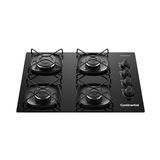 Cooktop 4 Bocas A Gás Continental Mesa De Vidro Preto Com Acendimento Automático (kc4gr) Bivolt