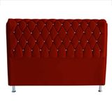 Cabeceira De Cama Box Londres Casal Queen 160 Cm Suede Botão De Strass Vermelho Do Lar Móveis E Decoração