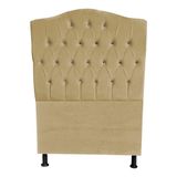 Cabeceira De Cama Box Princesa Solteiro 90 Cm Botão Strass Suede Bege Do Lar Móveis