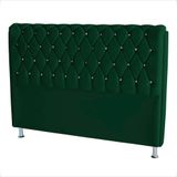 Cabeceira De Cama Box Londres Casal 140 Cm Suede Botão De Strass Verde Do Lar Móveis E Decoração
