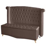 Kit De Quarto Cabeceira De Cama Box E Calçadeira Baú Toquio Casal Queen 160 Cm Suede Rosê Do Lar Móveis E Decoração