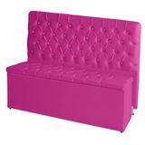 Kit De Quarto Cabeceira De Cama Box E Calçadeira Baú Estrela Casal Queen 160 Cm Suede Botão Strass Rosa Pink Do Lar Móve