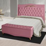 Kit Cabeceira De Cama Box E Calçadeira Baú Madri King 195 Cm Suede Rosa Bebê Do Lar Móveis E Decoração