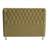 Cabeceira De Cama Box Londres Casal Queen 160 Cm Suede Botão De Strass Bege Do Lar Móveis E Decoração