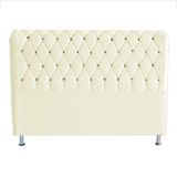 Cabeceira De Cama Box Londres Casal Queen 160 Cm Suede Botão De Strass Branco Do Lar Móveis E Decoração