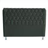 Cabeceira De Cama Box Jully Casal 140 Cm Botão Strass Suede Grafite Do Lar Móveis