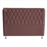 Cabeceira De Cama Box Jully Casal 140 Cm Botão Strass Suede Rosê Do Lar Móveis