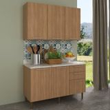 Cozinha Compacta 120cm 3 Peças, 5 Portas E 3 Gavetas Freijó