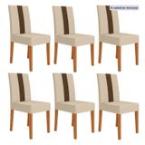 Kit 6 Cadeiras De Jantar Estofadas Lisa Courvin Pés Mdf Linea Freijó/marfim