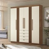 Guarda-roupa 4 Portas 4 Gavetas Mdp Aurora Jatobá/ Areia