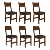 Kit 6 Cadeiras De Jantar Mdf Milano Amendoa/preto