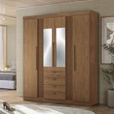 Guarda-roupa 4 Portas 4 Gavetas Com Espelho Mdp Aurora Jatoba