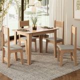 Conjunto De Jantar 4 Lugares Com Mesa Retangular Tampo Mdf 1,10m E 4 Cadeiras Delta Nicoli
