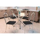 Sala De Jantar Completa Volga C- Tampo De Vidro 95x95cm E 4 Cadeiras Holanda Cromada - Preto - Kappesberg