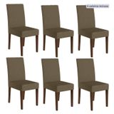 Kit 6 Cadeiras De Jantar Estofadas Lisa Pés Mdf Linea Amêndoa/capuccino