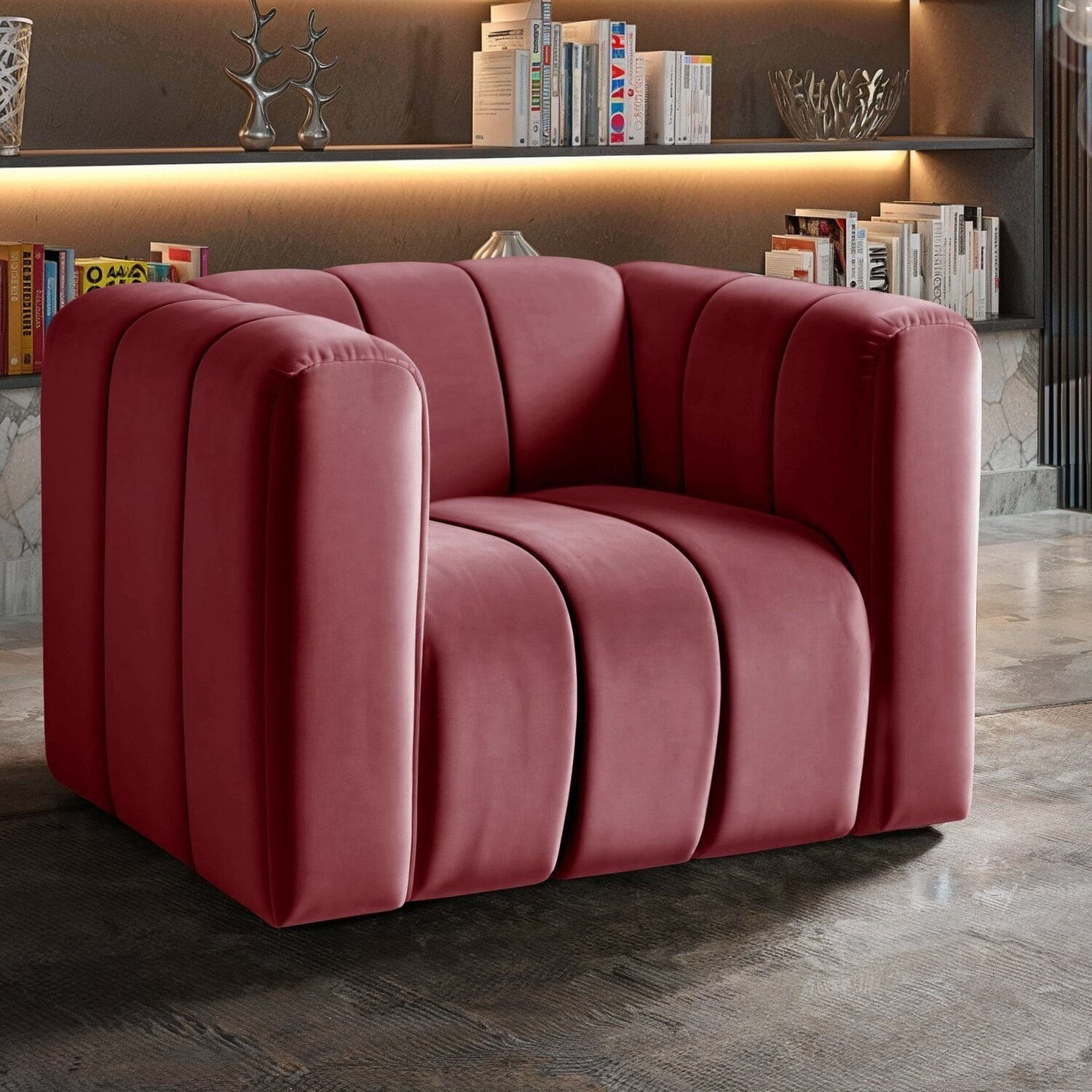 Poltrona Mona Decorativa Retrô Moderna Sala De Estar Bordô