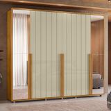 Guarda-roupa Casal 6 Portas 100% Mdf Com Espelhos E Pés Volpi Cumaru/opala