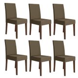 Kit 6 Cadeiras Estofadas Lisa E Pés Mdf Josi Amêndoa/capuccino