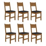 Kit 6 Cadeiras De Jantar Mdf Milano Carvalho/preto