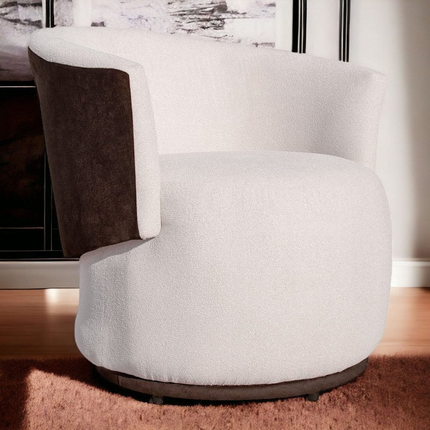 Poltrona Compose Boucle 78,5cm X 73cm X 73cm Beatriz Bege / Calacata /marrom