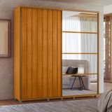Guarda-roupa Casal 2 Portas De Correr 100% Mdf Com Espelhos E Pés Monet Cinamomo