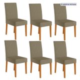 Kit 6 Cadeiras De Jantar Estofadas Lisa Pés Mdf Linea Freijó/bege