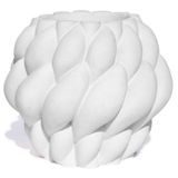 Vaso Decorativo Novelo 13cm Em Cimento Artesanal Sala E Cozinha Branco
