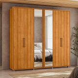 Guarda-roupa Casal 6 Portas 100% Mdf Com Espelhos E Pés Miró Cinamomo