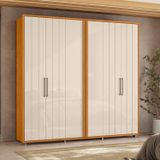 Guarda-roupa Casal 6 Portas 100% Mdf Com Pés Miró Cinamomo/off White
