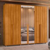Guarda-roupa Casal 6 Portas 100% Mdf Com Espelhos E Pés Volpi Cinamomo