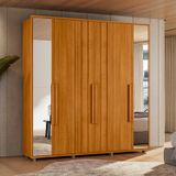 Guarda-roupa Casal 6 Portas 100% Mdf Com Espelhos E Pés Portinar Cinamomo