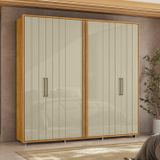 Guarda-roupa Casal 6 Portas 100% Mdf Com Pés Miró Cumaru/opala