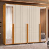 Guarda-roupa Casal 6 Portas 100% Mdf Com Espelhos E Pés Volpi Cinamomo/off White