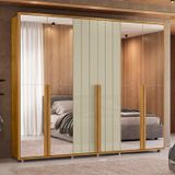 Guarda-roupa Casal 6 Portas 100% Mdf Com Espelhos E Pés Volpi Cumaru/opala