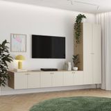 Rack Para Tv Até 75 Polegadas Suspenso Modular 4 Módulos 8 Portas Frame Cabecasa madeiramadeira Acácia/arenas