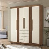 Guarda-roupa 4 Portas 4 Gavetas Com Pés Mdp Aurora Jatobá/ Areia