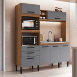 Cozinha Compacta 207cm X 185cm X 54cm Freijó/cinza