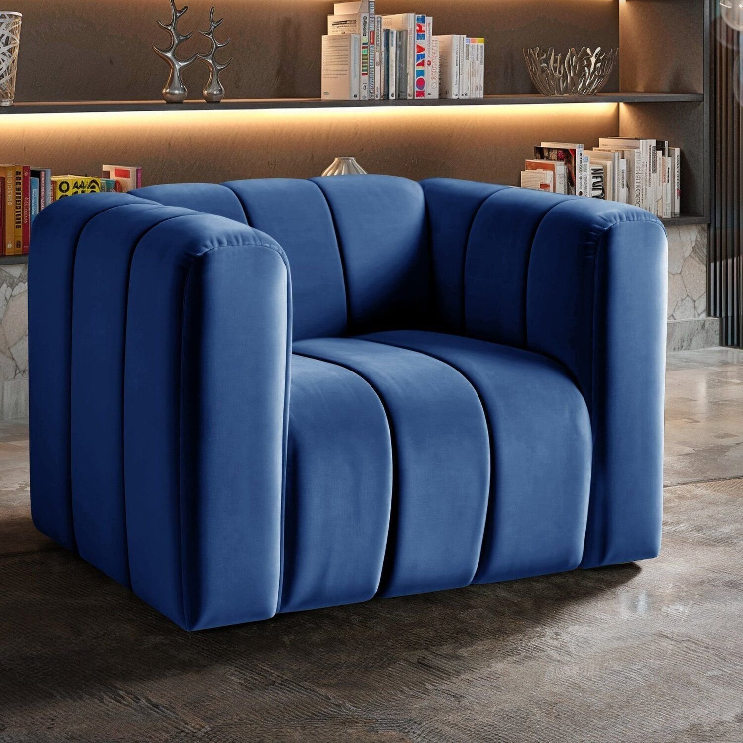 Poltrona Mona Decorativa Retrô Moderna Sala De Estar Azul