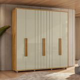 Guarda-roupa Casal 6 Portas 100% Mdf Com Pés Portinar Cumaru/opala