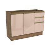 Gabinete De Cozinha Modulado Balcão Para Pia Curve N626 Com 2 Portas E 3 Gavetas Sem Tampo 120 Cm Nogueira-macadamia - Kappesberg
