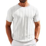 Camiseta Masculina Coofandy De Manga Curta Tricotada Branca